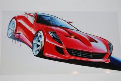 Schöne Konzeptzeichnung eines Ferrari 599
