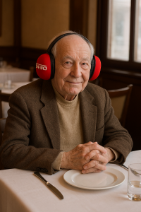 Älterer Mann mit Ferrari-Kopfhörern im Restaurant.png